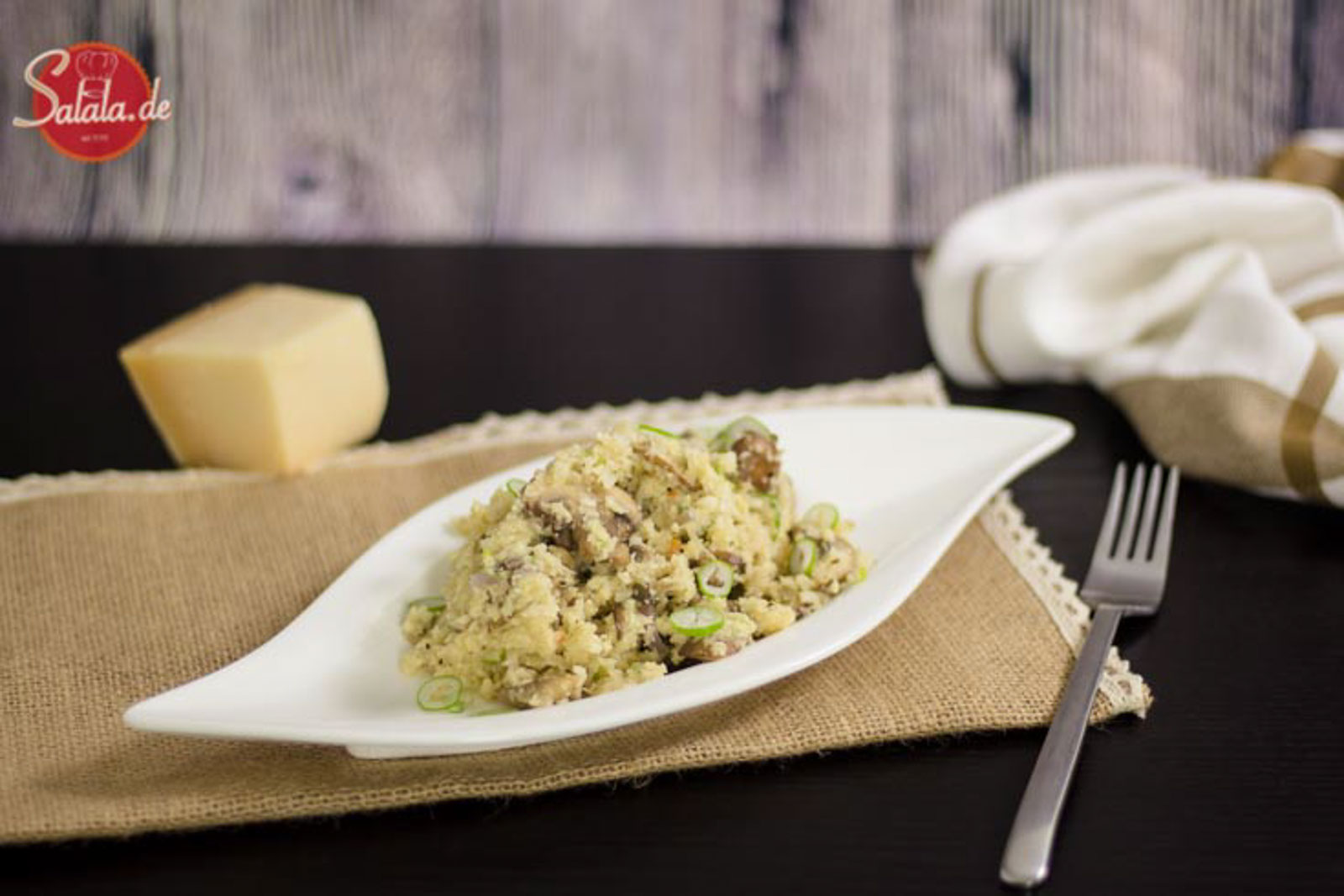 Low Carb Risotto mit Champignons und Blumenkohlreis - by salala.de - vegetarisch ballaststoffreich Risotto Low Carb Reis glutenfrei ohne Mehl Rezept