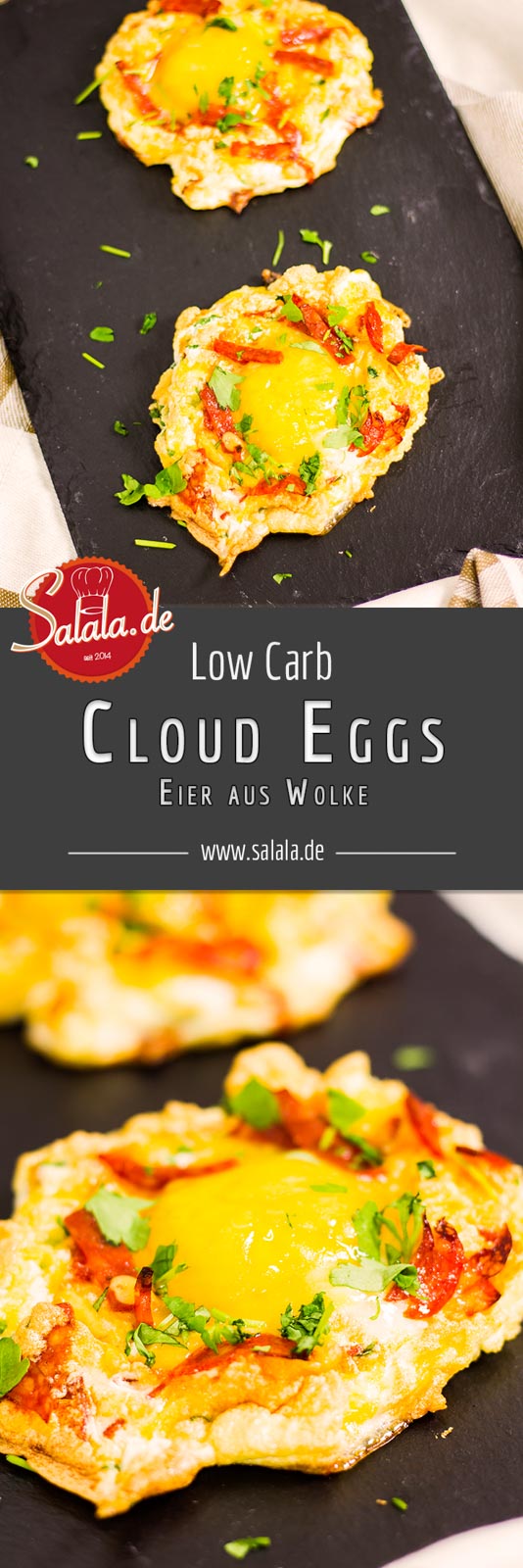 Low Carb Cloud Eggs mit Chorizo - by salala.de - Ketogenes Frühstück mit Ei und Käse selber machen
