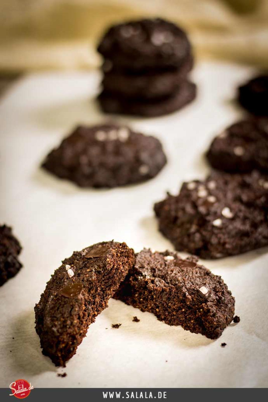 Keto Chocolate Cookies by salala.de Rezept Low Carb und glutenfrei ohne Mehl und Zucker mit dunkler Schokolade 4