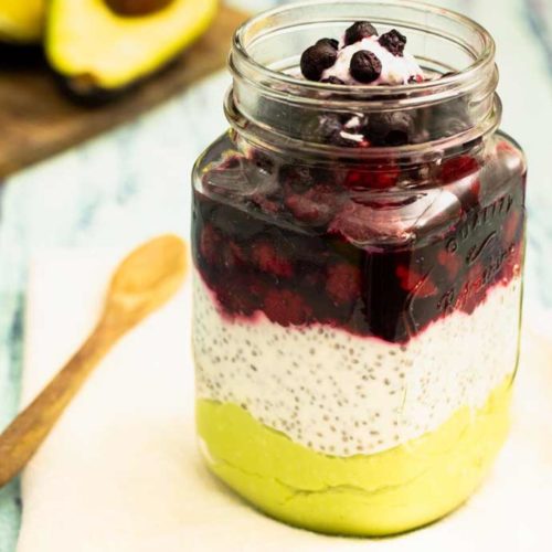 Avocado-Chia-Beeren-Joghurt zum Frühstück I by salala.de I Low Carb Rezept als Nachspeise